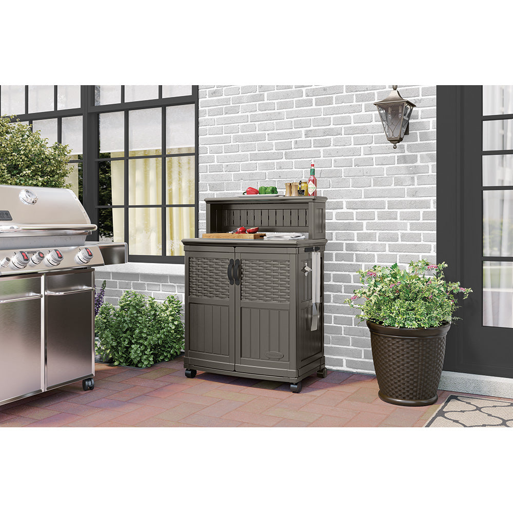 Suncast - Patio Storage and Prep Station - Stoney - Detail View