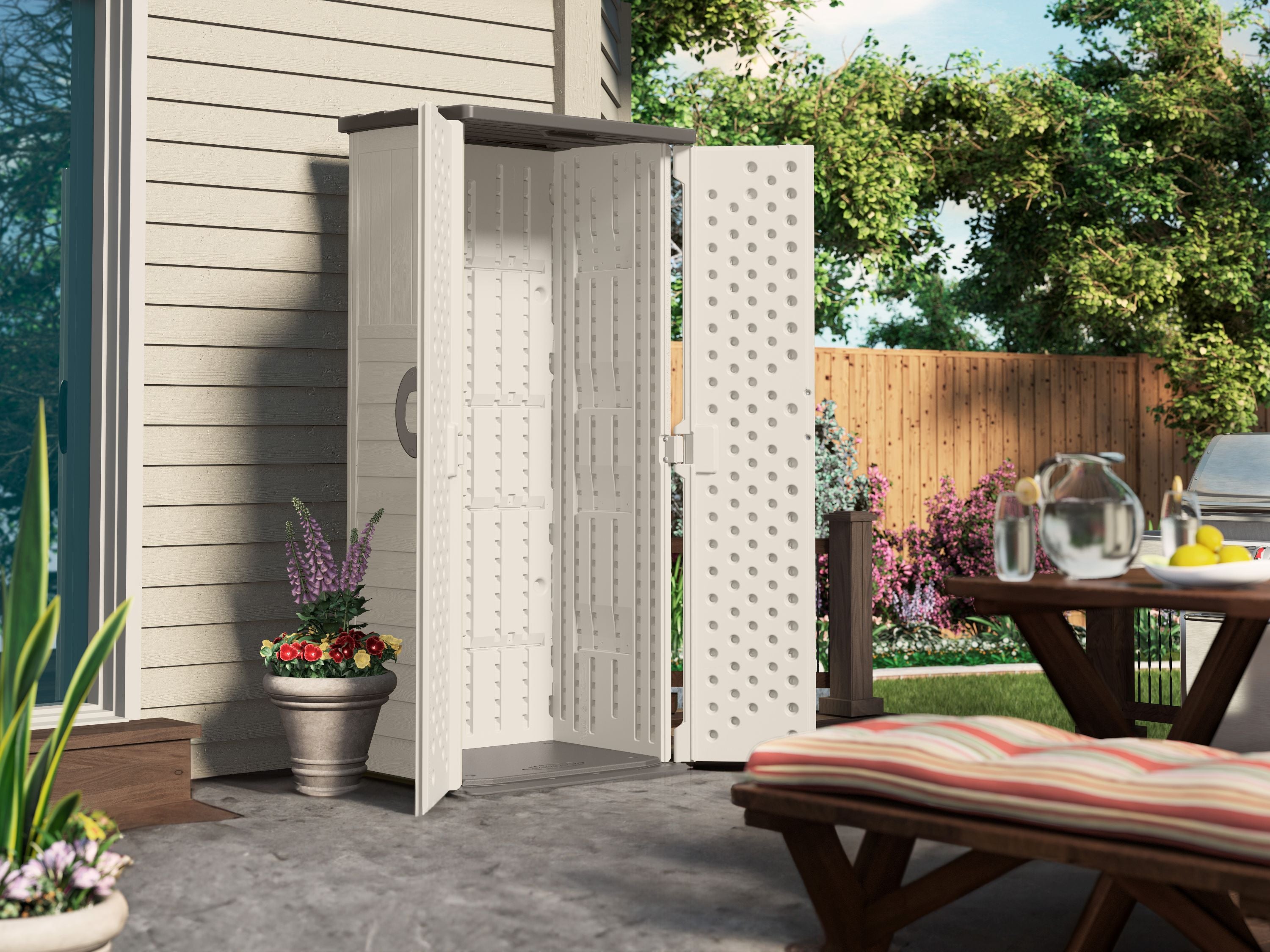 Suncast - Vertical Shed - Vanilla - Alternate View