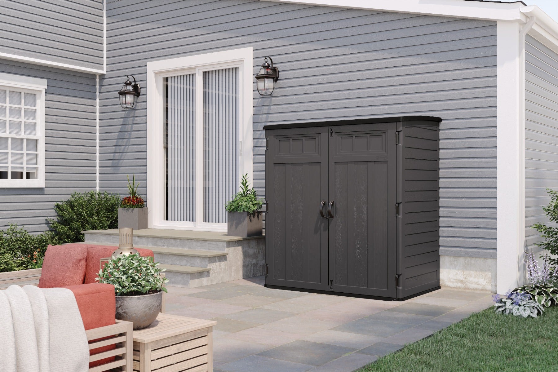 Suncast - XL Vertical Shed 106 cu. ft. - Peppercorn