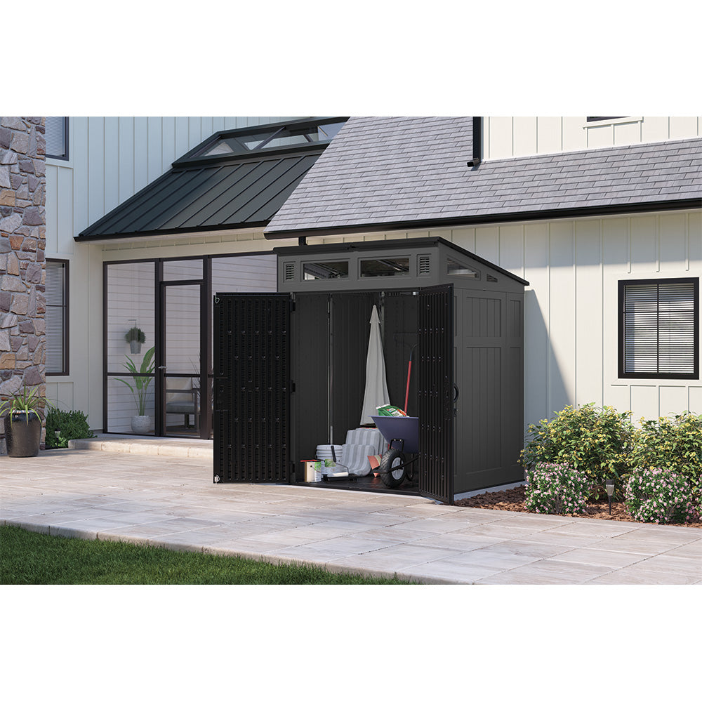 Suncast - Modernist® 6' x 5' Storage Shed - Peppercorn/Black