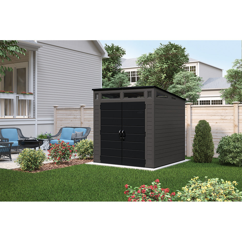 Suncast - Modernist® 7' x 7' Storage Shed - Peppercorn/Black