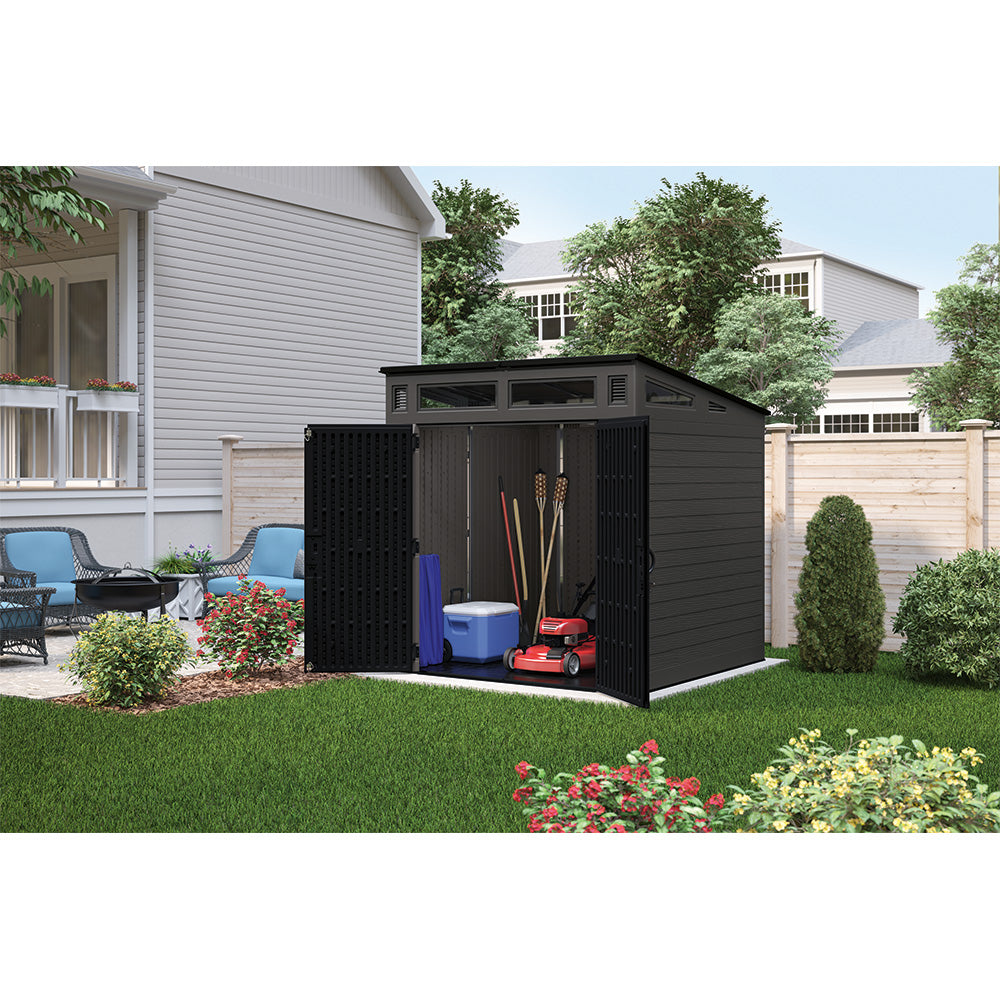 Suncast - Modernist® 7' x 7' Storage Shed - Peppercorn/Black