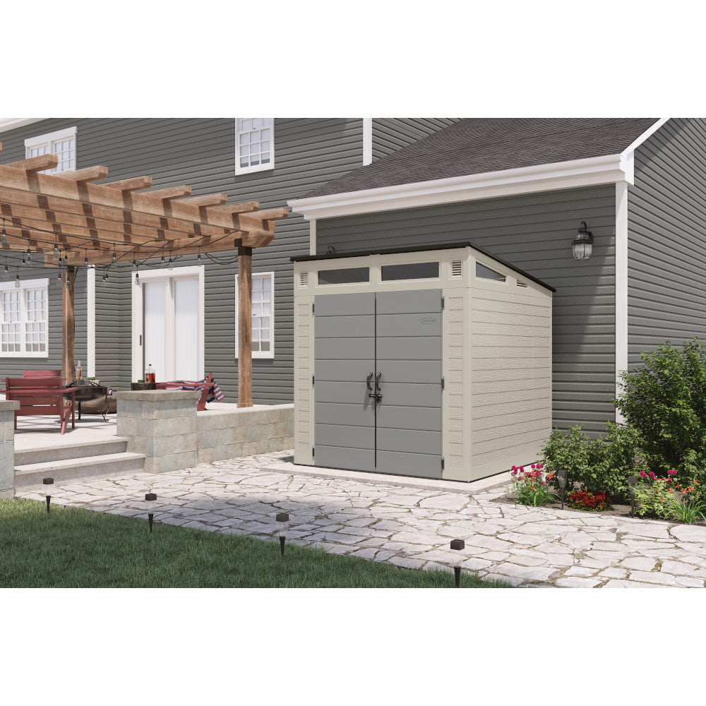 Suncast - Modernist® 7' x 7' Storage Shed - Vanilla/Dove...