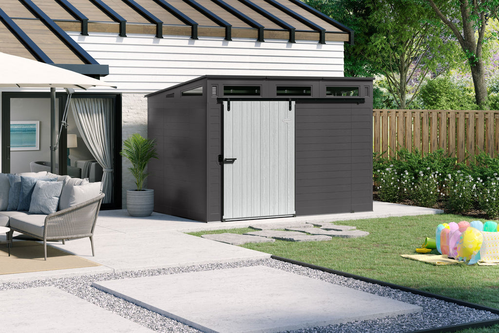 Suncast - Modernist 10 ft. x 7 ft. Barn Door Storage Shed - Detail View