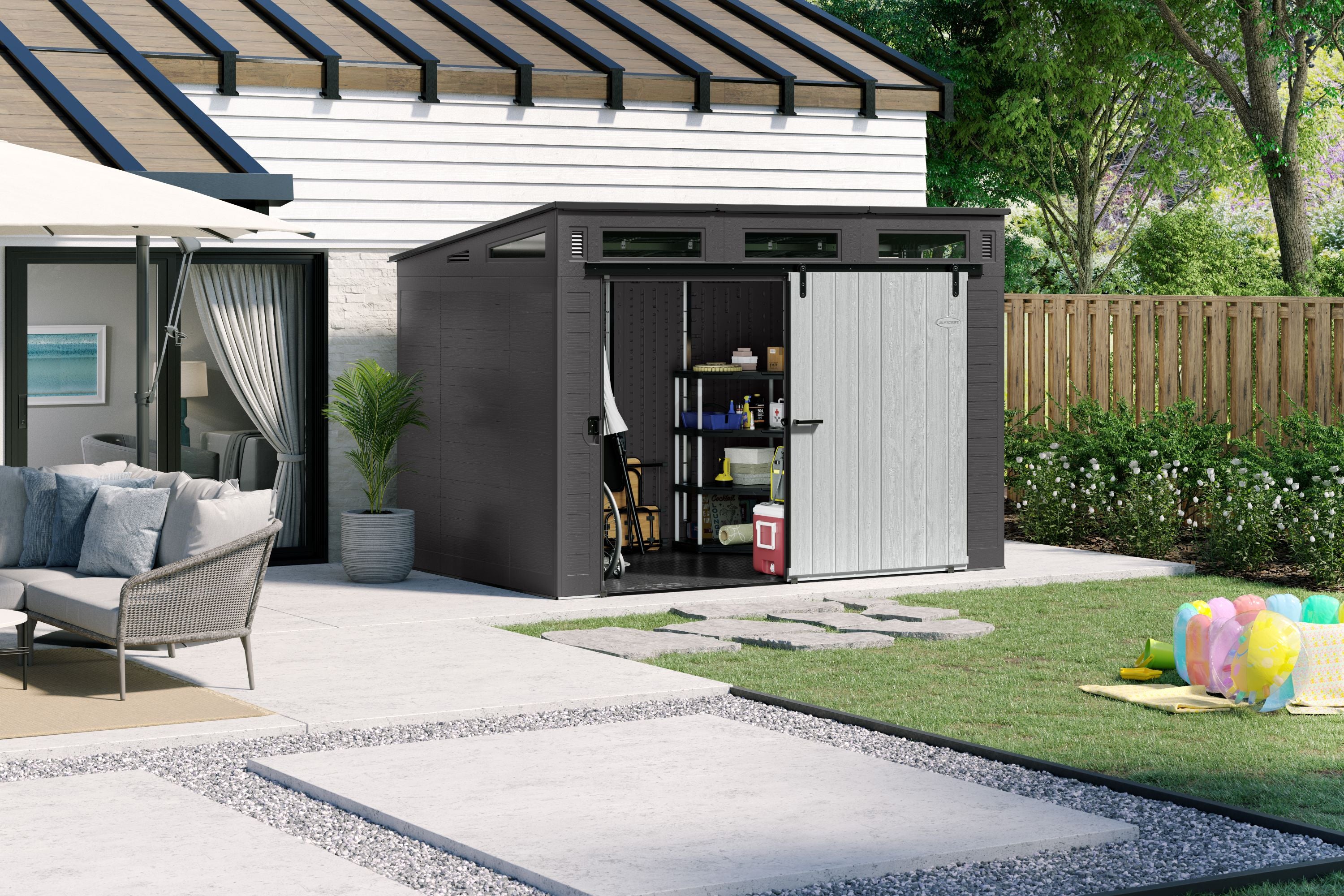 Suncast - Modernist 10 ft. x 7 ft. Barn Door Storage Shed - Alternate View