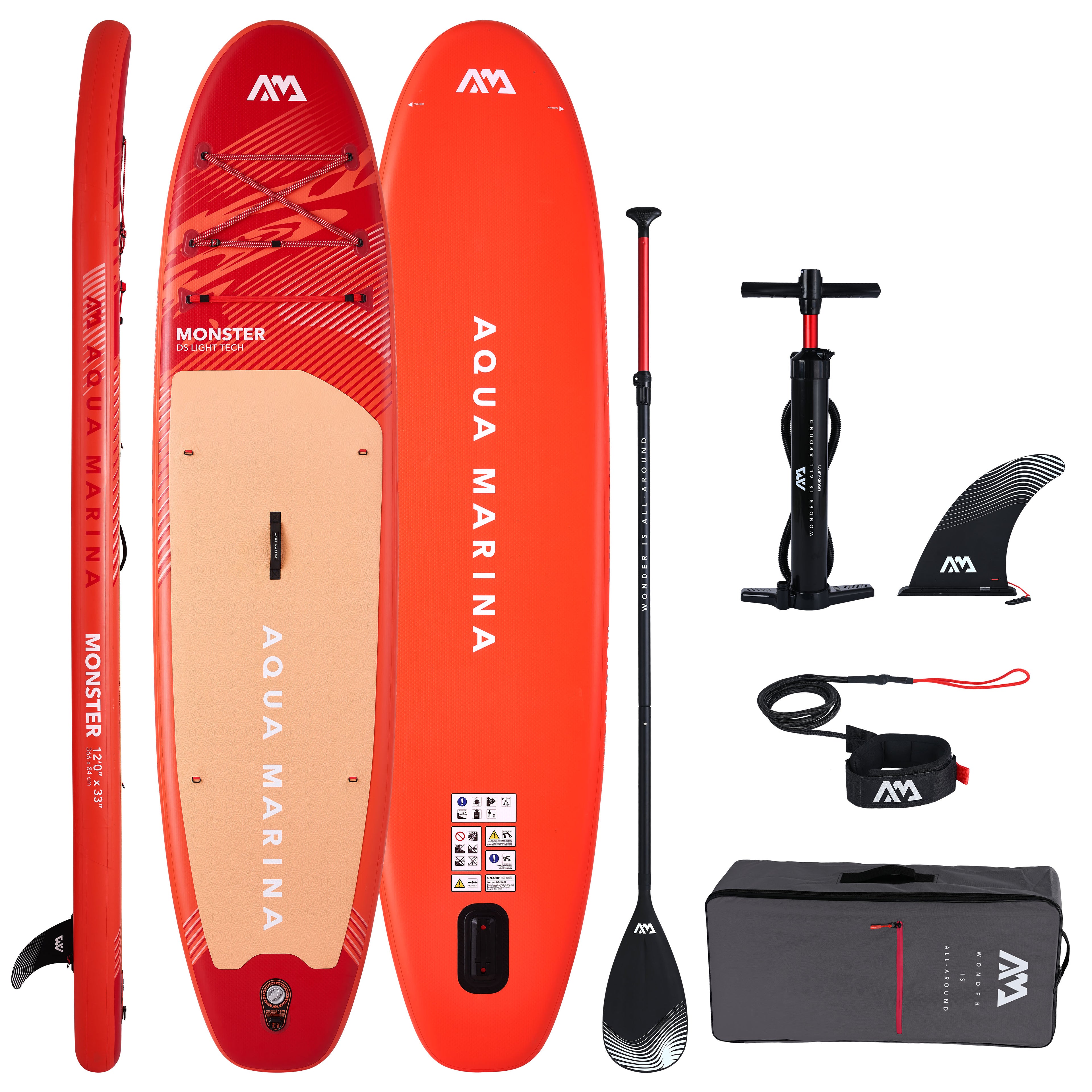 Aqua Marina - MONSTER 12'0" All-Around Inflatable Stand Up Paddle Board (iSup) Package