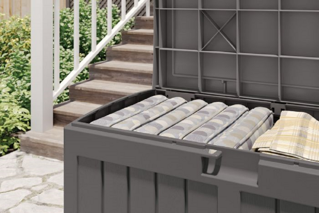 Suncast - 50 Gal. Medium Deck Box with Seat - Stoney