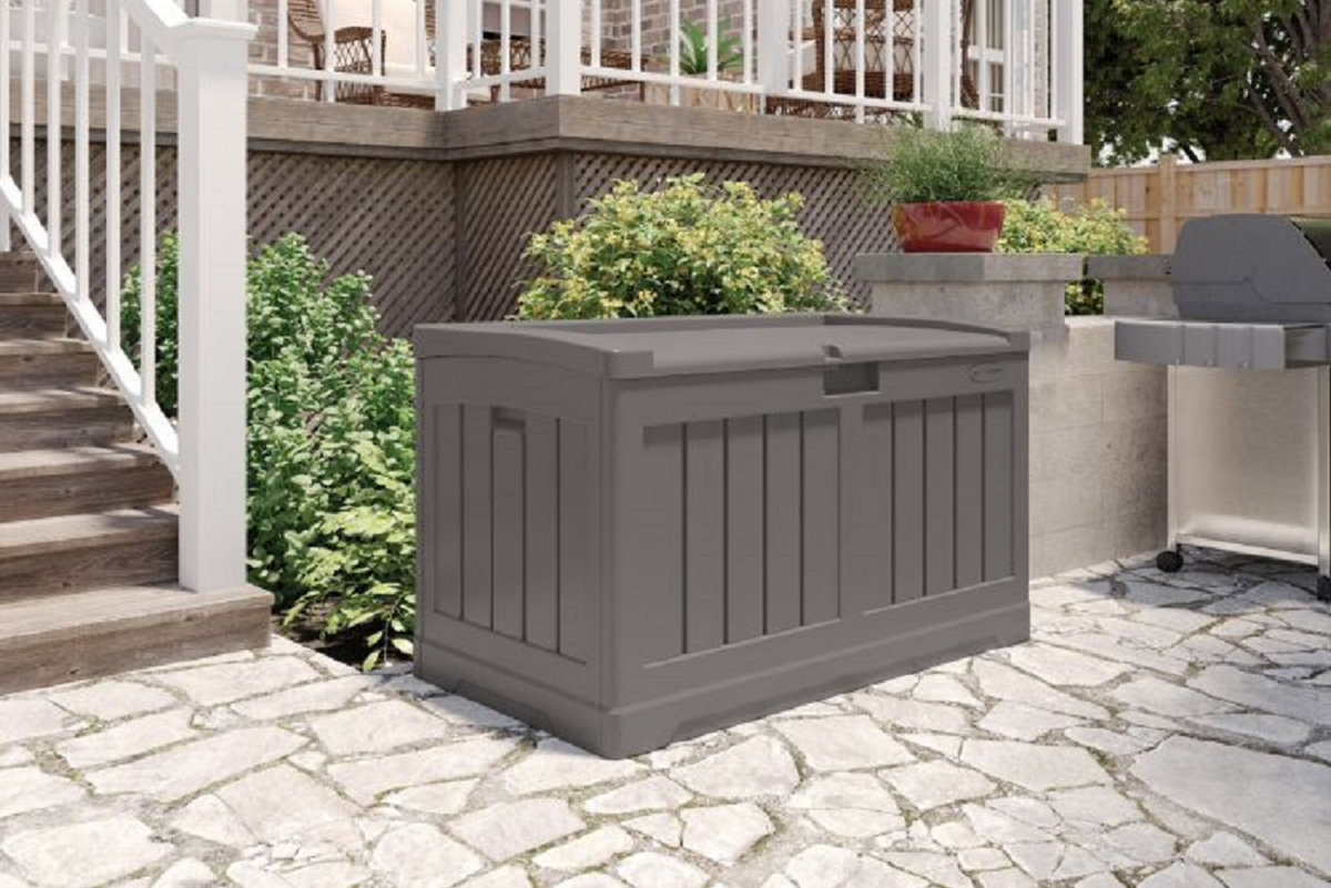 Suncast - 50 Gal. Medium Deck Box with Seat - Stoney