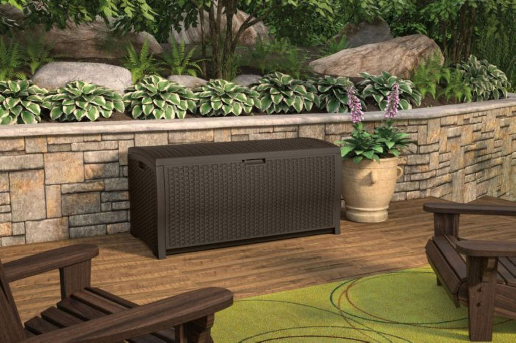 Suncast - 99 Gal. Resin Wicker Deck Box - Java