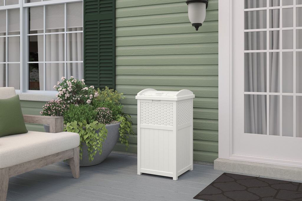Suncast - Wicker Trash Hideaway® - White