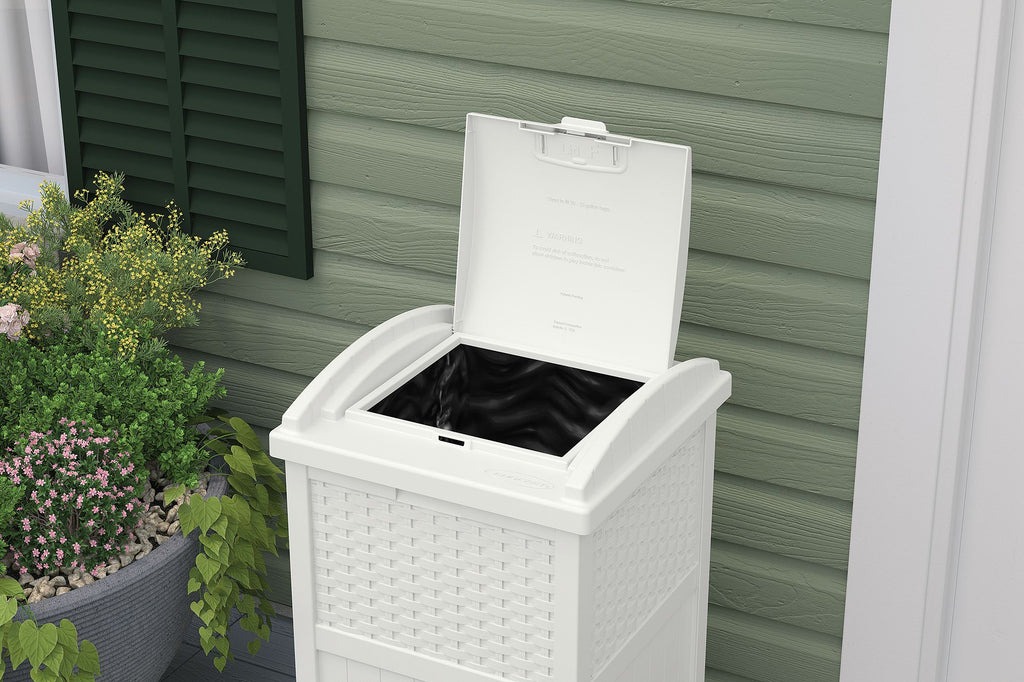 Suncast - Wicker Trash Hideaway® - White