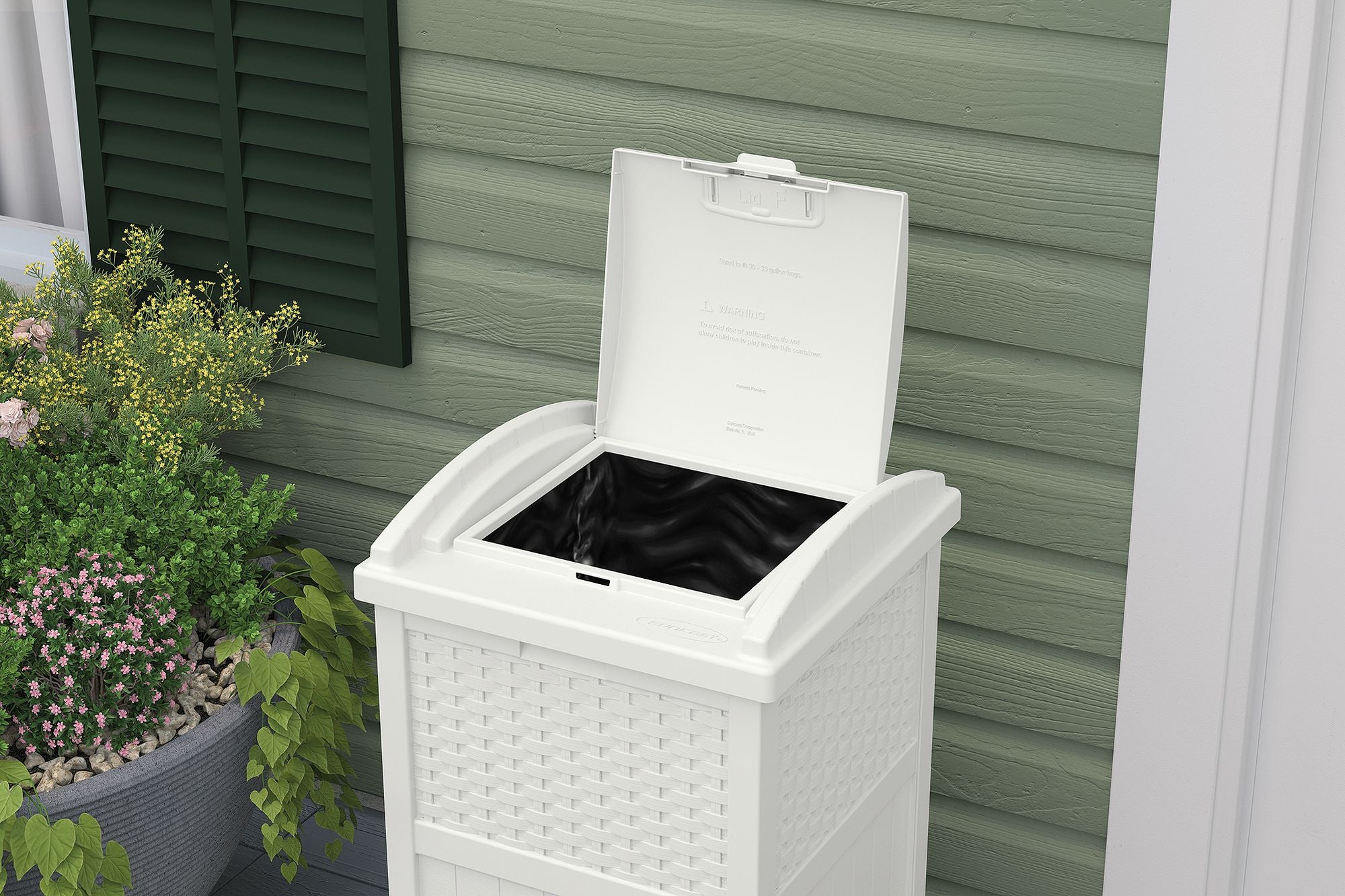 Suncast - Wicker Trash Hideaway® - White
