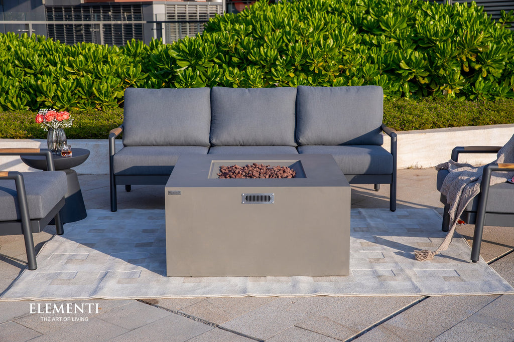 Rocky Fire Table - Light Gray - Liquid Propane - Alternate View - Elementi Fires