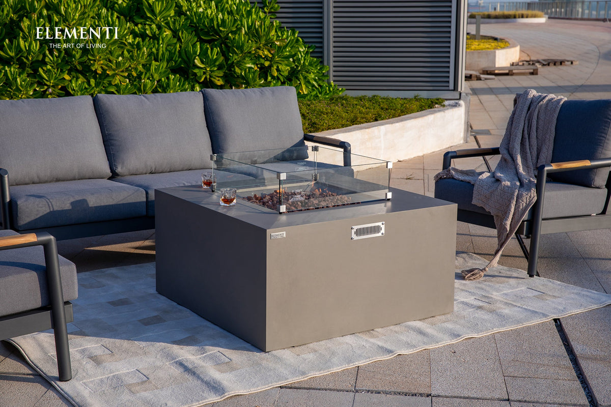 Rocky Fire Table - Light Gray - Liquid Propane - View 5 - Elementi Fires
