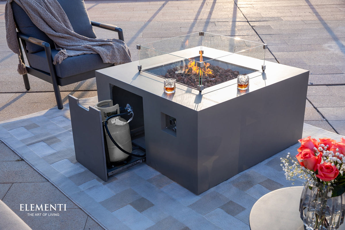 Rocky Fire Table - Light Gray - Liquid Propane - View 6 - Elementi Fires