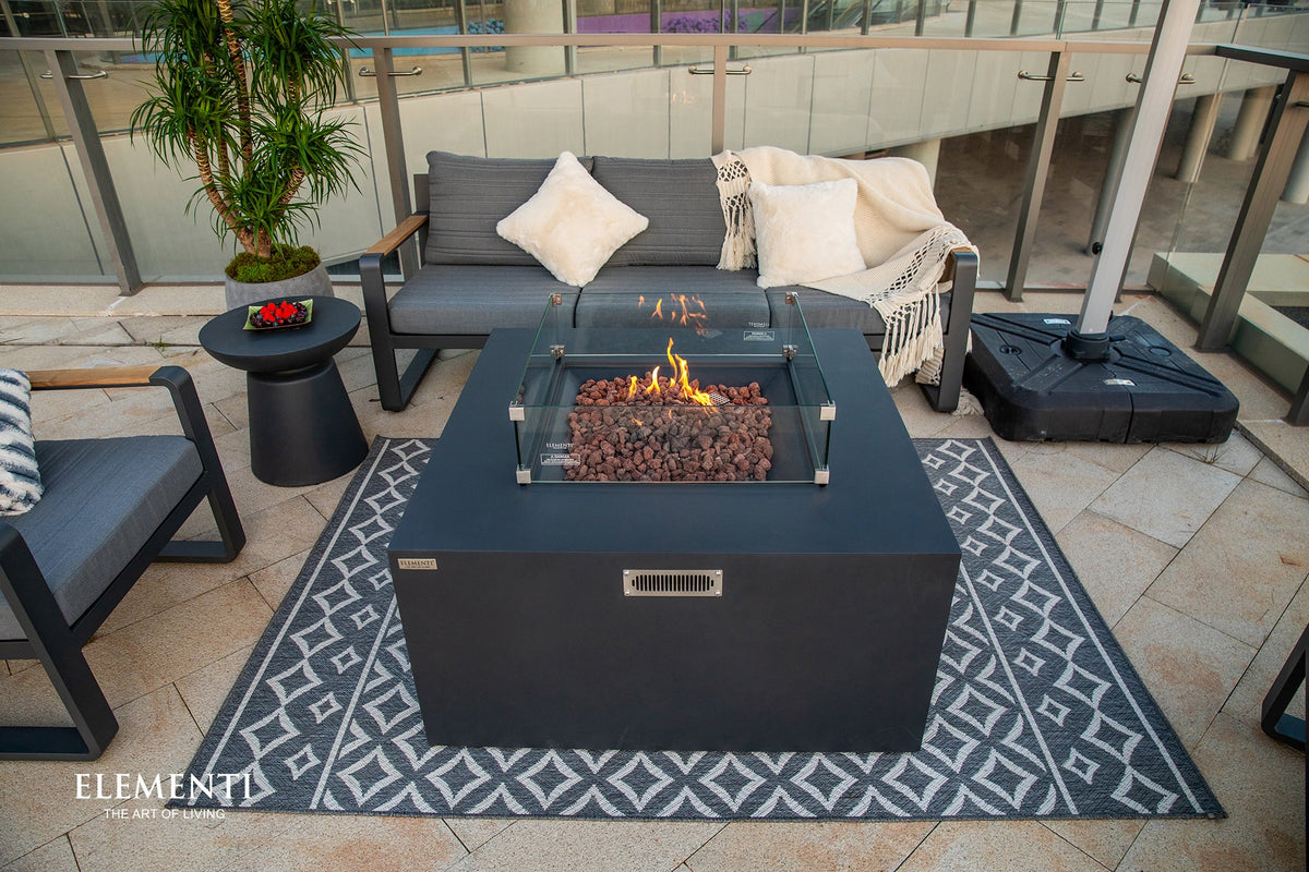 Rocky Fire Table - Dark Gray - Liquid Propane - Alternate View - Elementi Fires