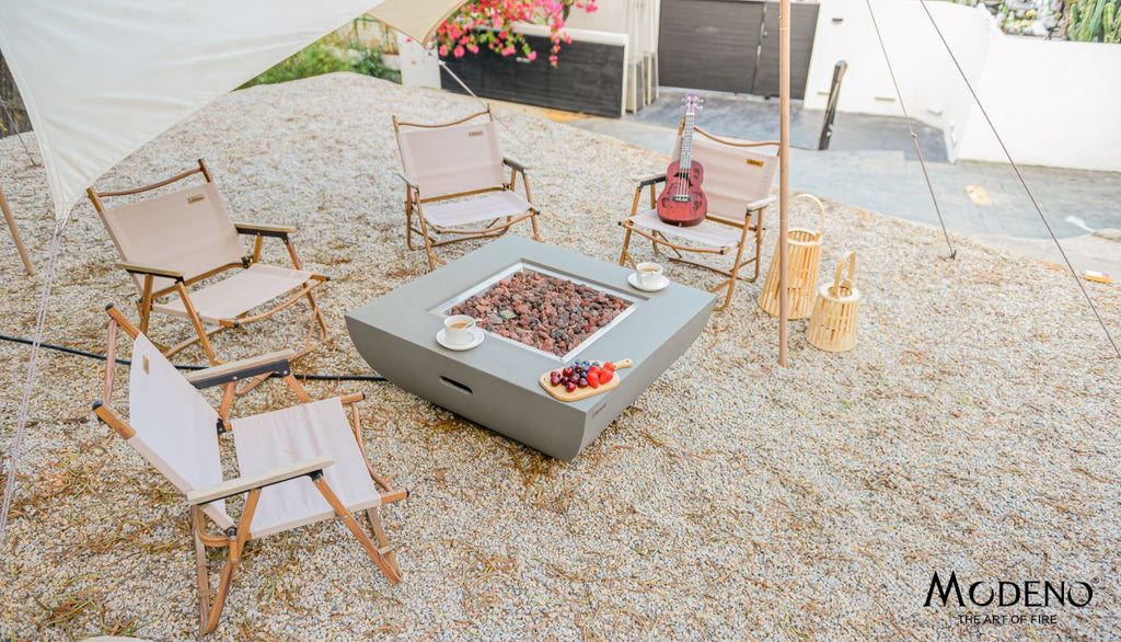 Westport Fire Table - Light Gray - Natural Gas - View 4 - Elementi Fires