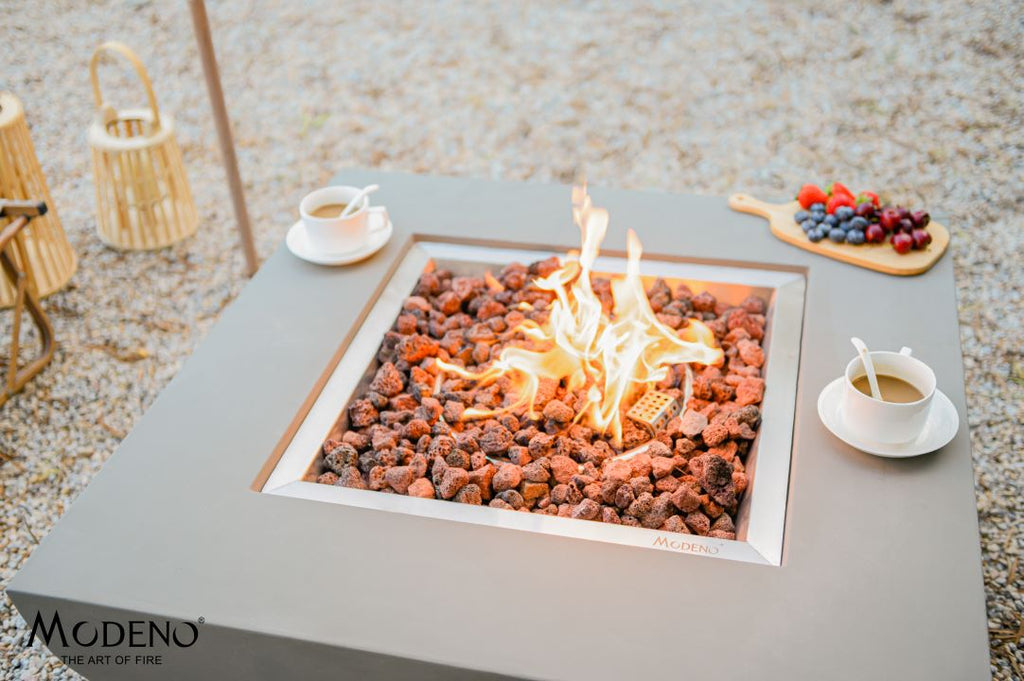 Westport Fire Table - Light Gray - Natural Gas - View 8 - Elementi Fires