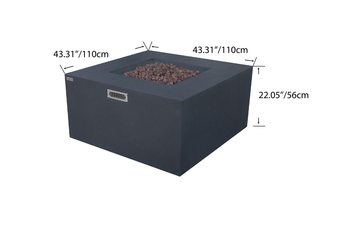 Rocky Fire Table - Dark Gray - Liquid Propane - Detail View - Elementi Fires