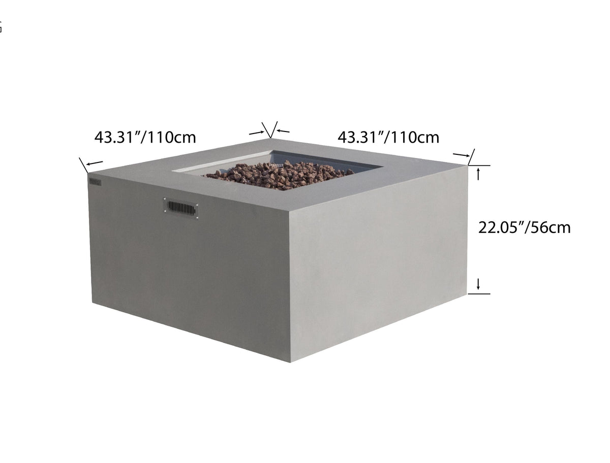 Rocky Fire Table - Light Gray - Liquid Propane - Detail View - Elementi Fires