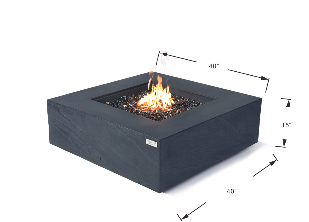 Elementi Plus - Roraima Fire Table - Slate Black Square - Natural Gas