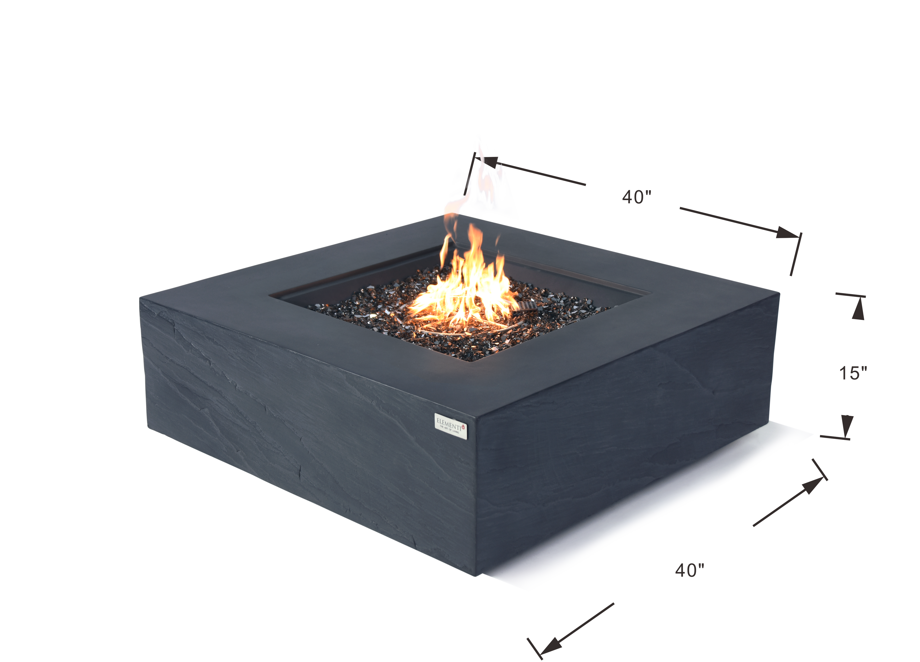 Elementi Plus - Roraima Fire Table - Slate Black Square - Natural Gas