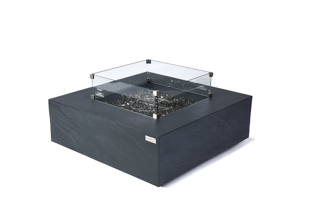 Elementi Plus - Roraima Fire Table - Slate Black Square - Natural Gas