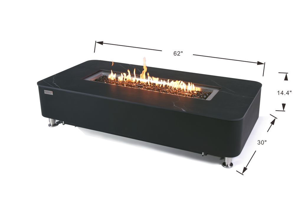 Elementi Plus - Valencia Porcelain Top Fire Table - Black Rectangle – Natural Gas