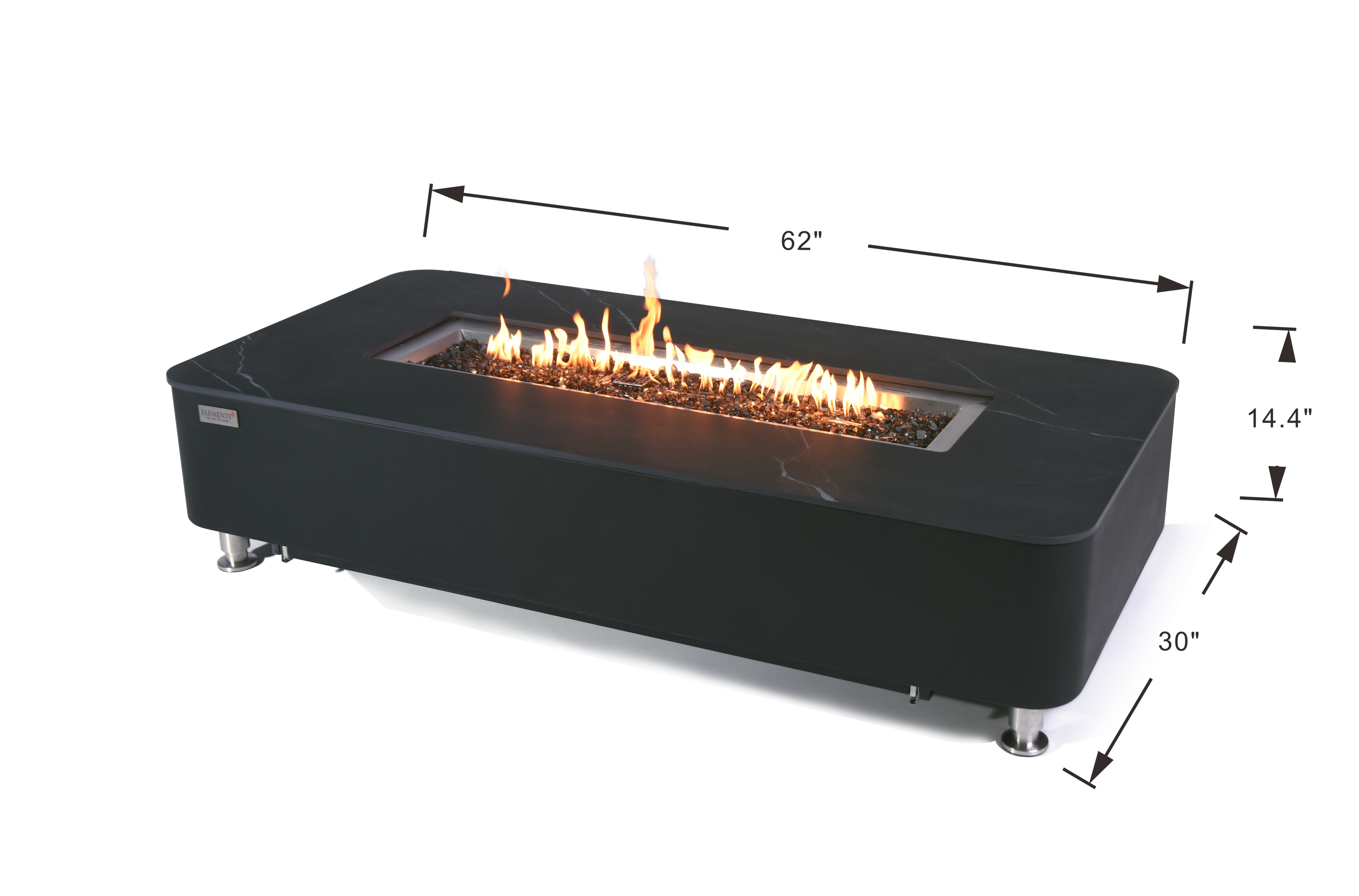 Elementi Plus - Valencia Porcelain Top Fire Table - Black Rectangle – Liquid Propane