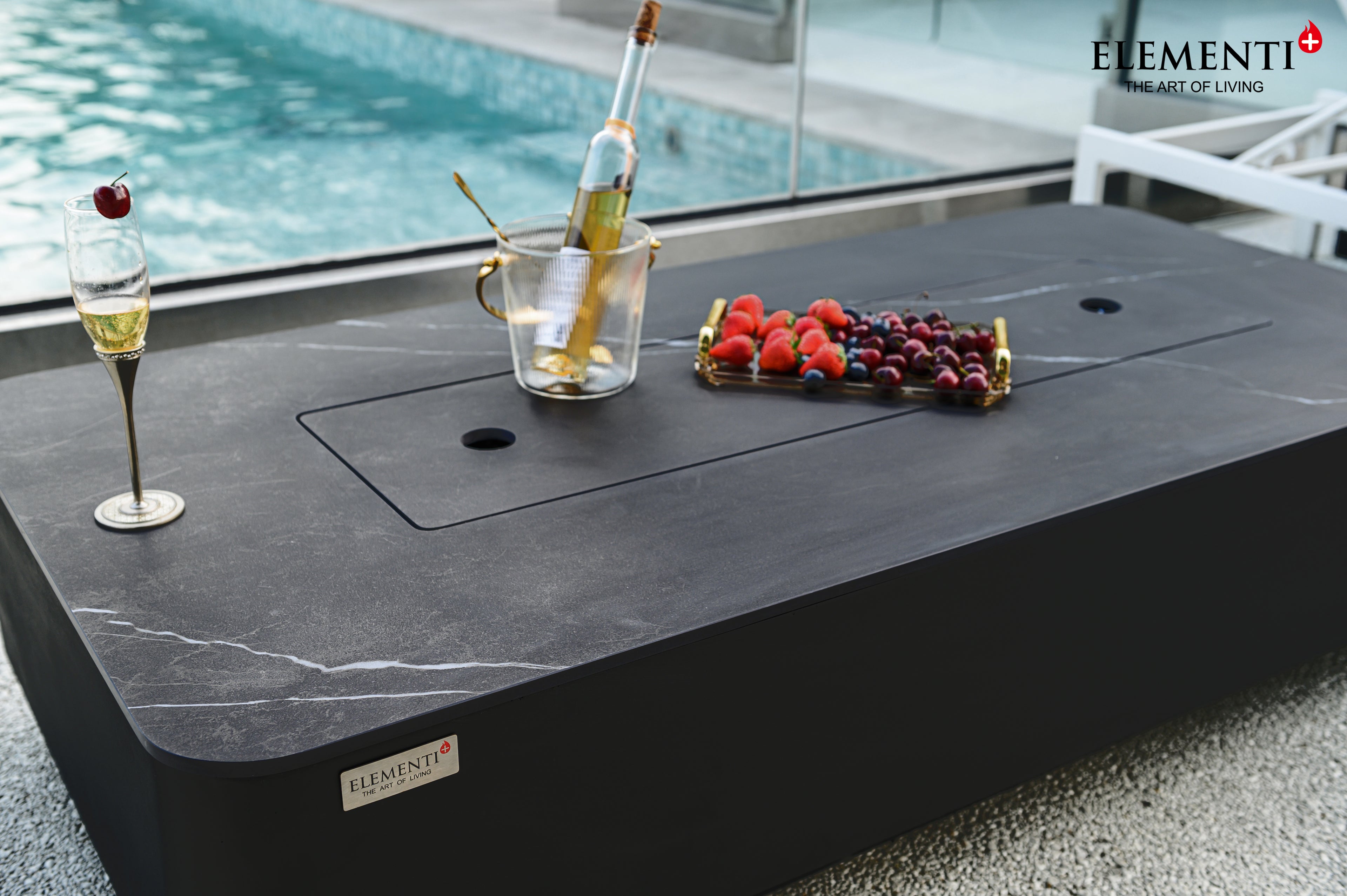 Elementi Plus - Valencia Porcelain Top Fire Table - Black Rectangle – Liquid Propane