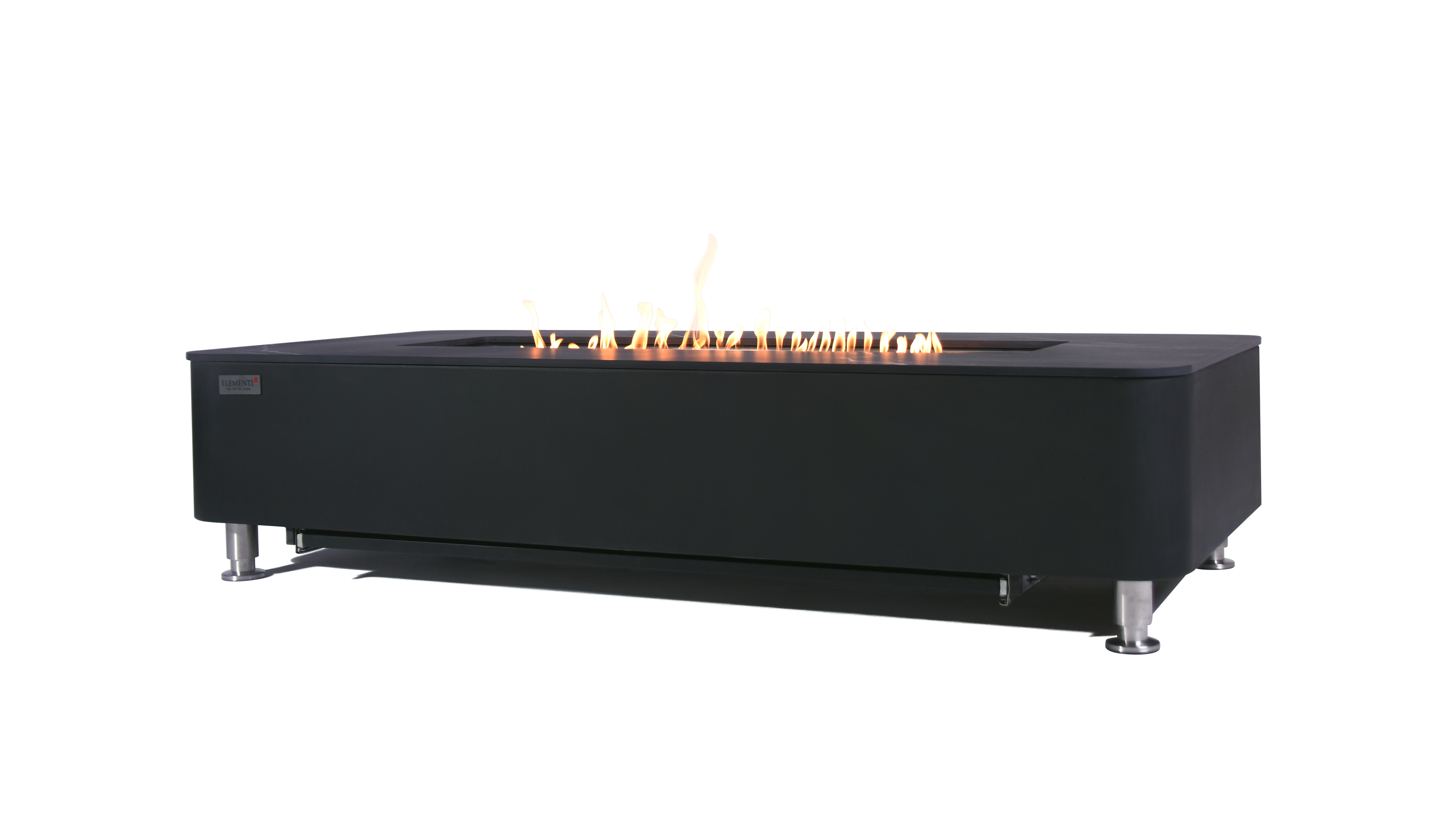 Elementi Plus - Valencia Porcelain Top Fire Table - Black Rectangle – Natural Gas