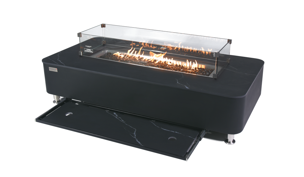 Elementi Plus - Valencia Porcelain Top Fire Table - Black Rectangle – Natural Gas