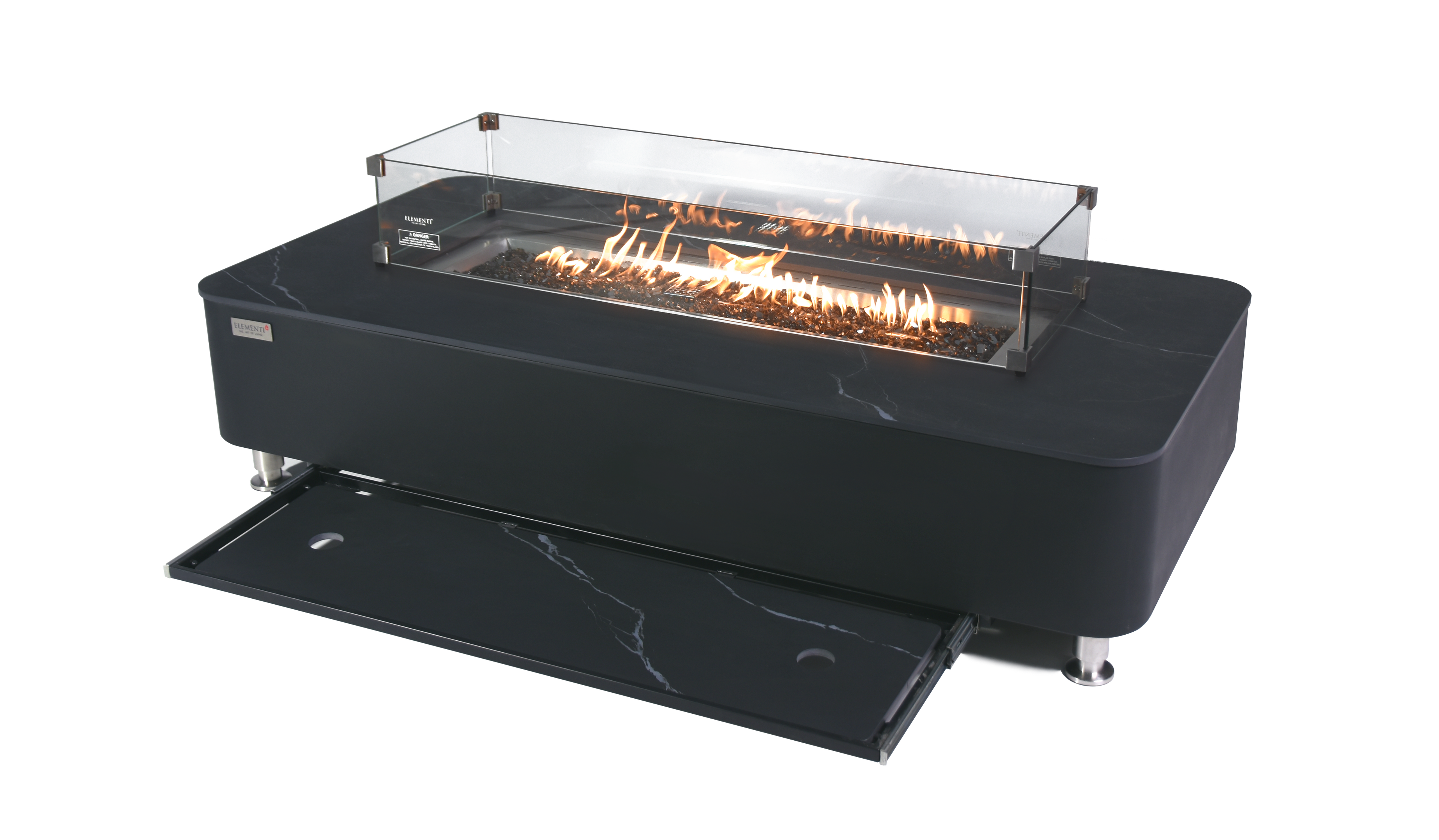 Elementi Plus - Valencia Porcelain Top Fire Table - Black Rectangle – Liquid Propane