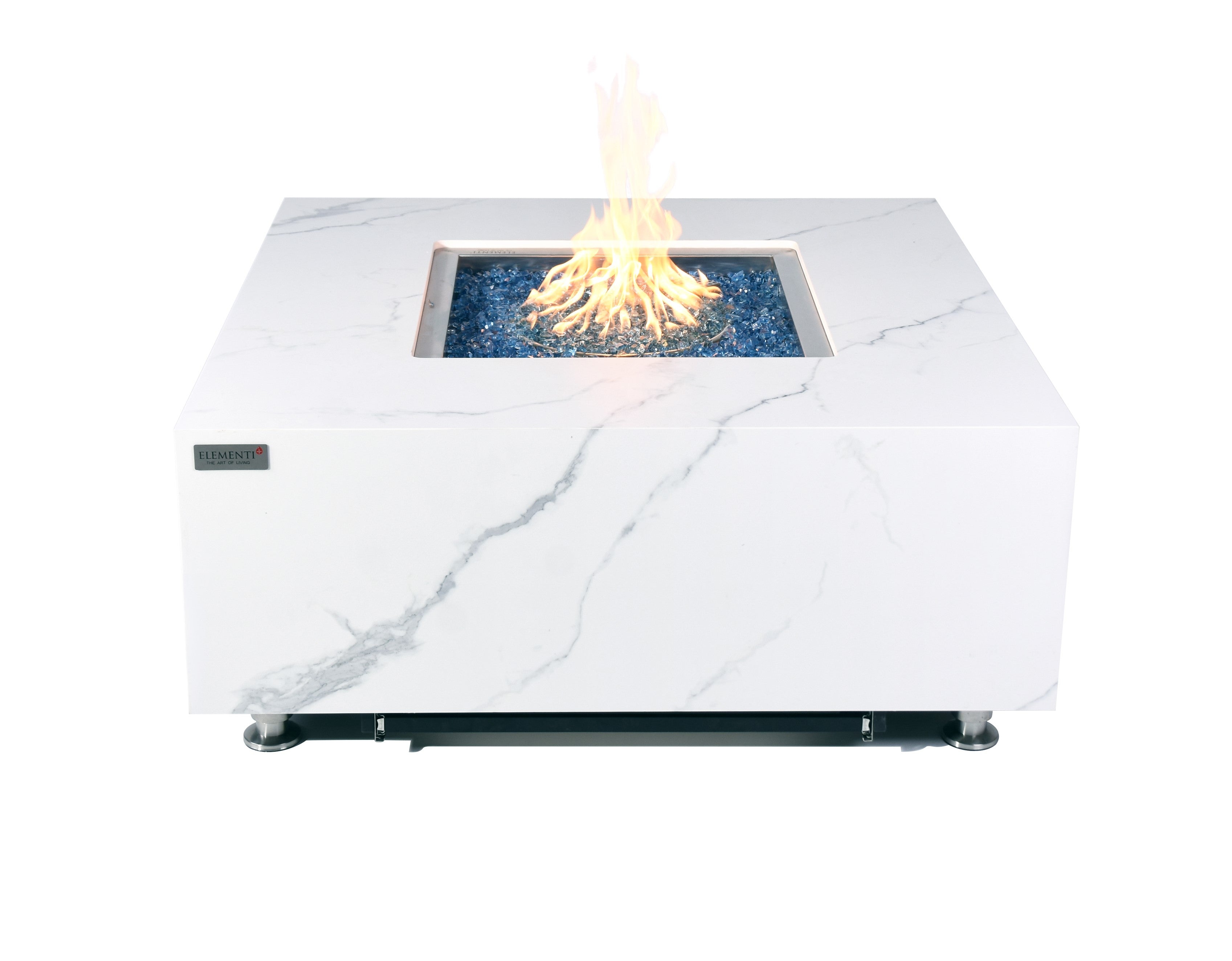 Elementi Plus - Bianco Porcelain Fire Table - White Square - Natural Gas
