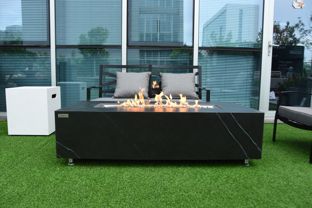 Elementi Plus - Varna Porcelain Fire Table - Black Rectangle - Liquid Propane