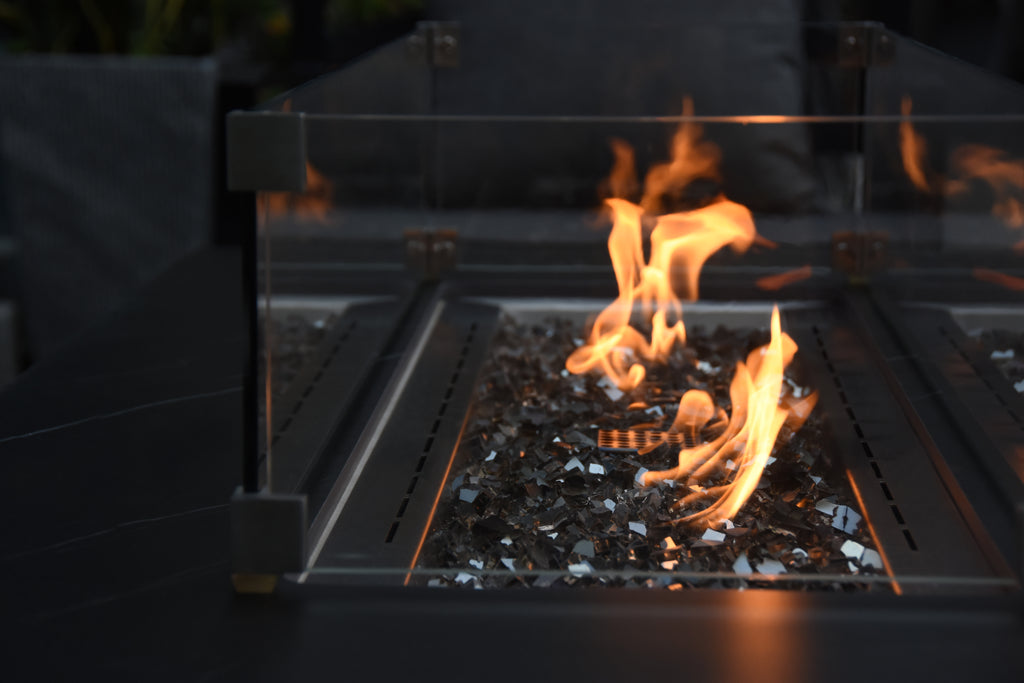 Elementi Plus - Varna Porcelain Fire Table - Black Rectangle - Liquid Propane