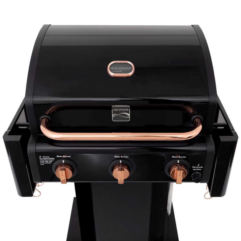 Kenmore - 3 Burner Pedestal Gas Grill - Black/Copper