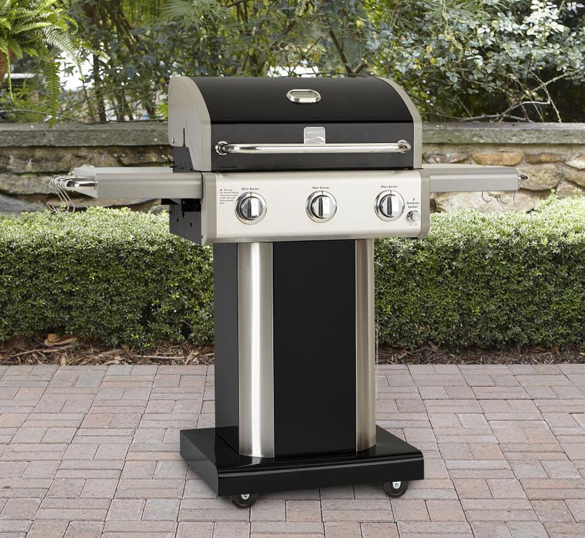 Kenmore - 3 Burner Pedestal Gas Grill - Black