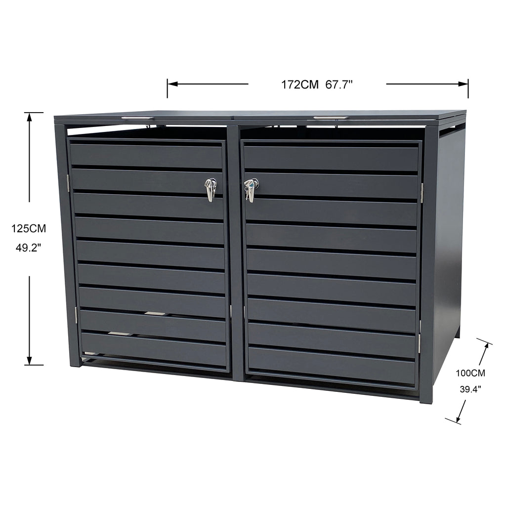 Backyard Lifestyles - Double Refuse Shed - Large - Dark Grey (68"x39"x49")