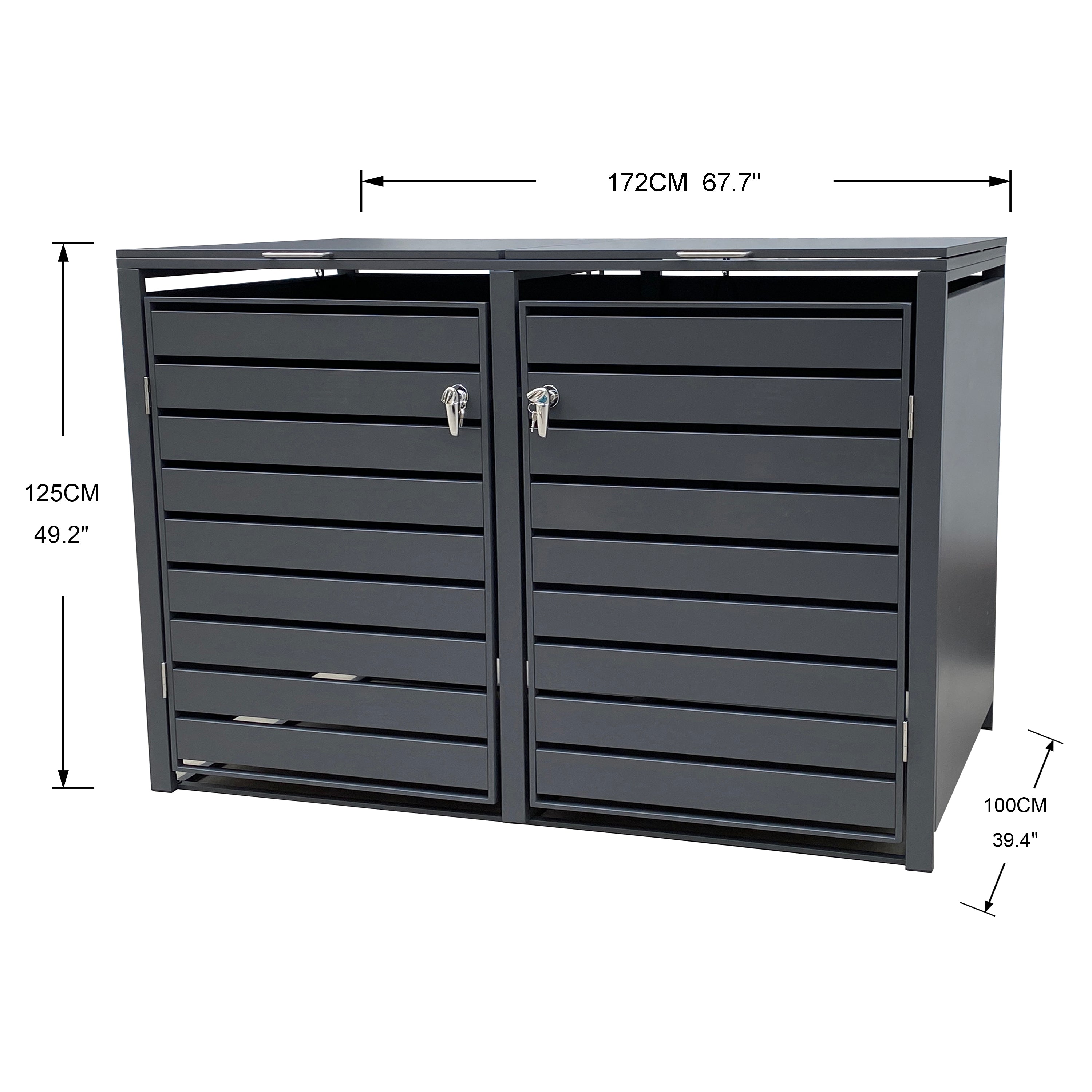Backyard Lifestyles - Double Refuse Shed - Large - Dark Grey (68"x39"x49")