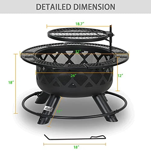 Shinerich - 24” Fire Pit with Grill