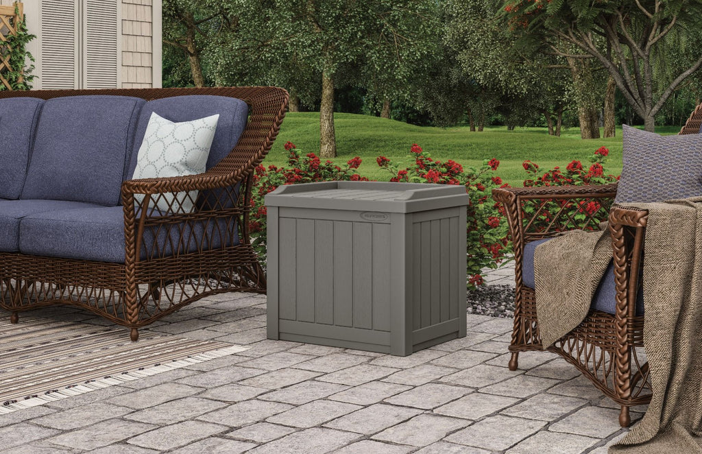 Suncast - 22 Gal. Small Deck Box with Storage Seat - Stoney