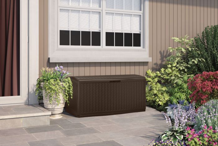 Suncast - 124 Gal. Herringbone Deck Box - Java - Detail View