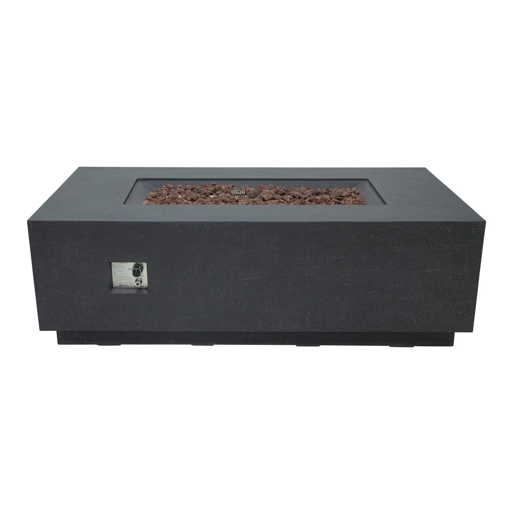 Elementi Andes Fire Table Dark Gray - Studio Profile View Unlit with Access Door Closed