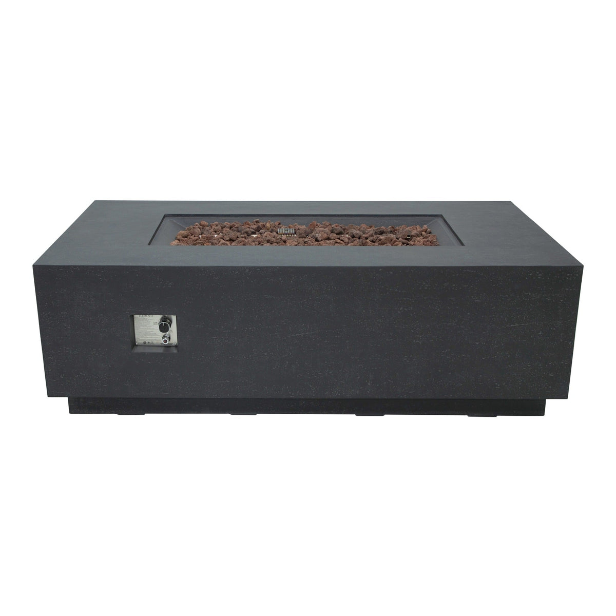 Elementi Andes Fire Table Dark Gray - Studio Profile View Unlit with Access Door Closed