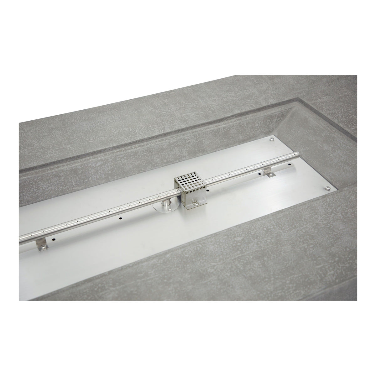 Elementi Andes Fire Table Light Gray - Stainless Steel 304 Linear Burner Tube and Pan Assembly