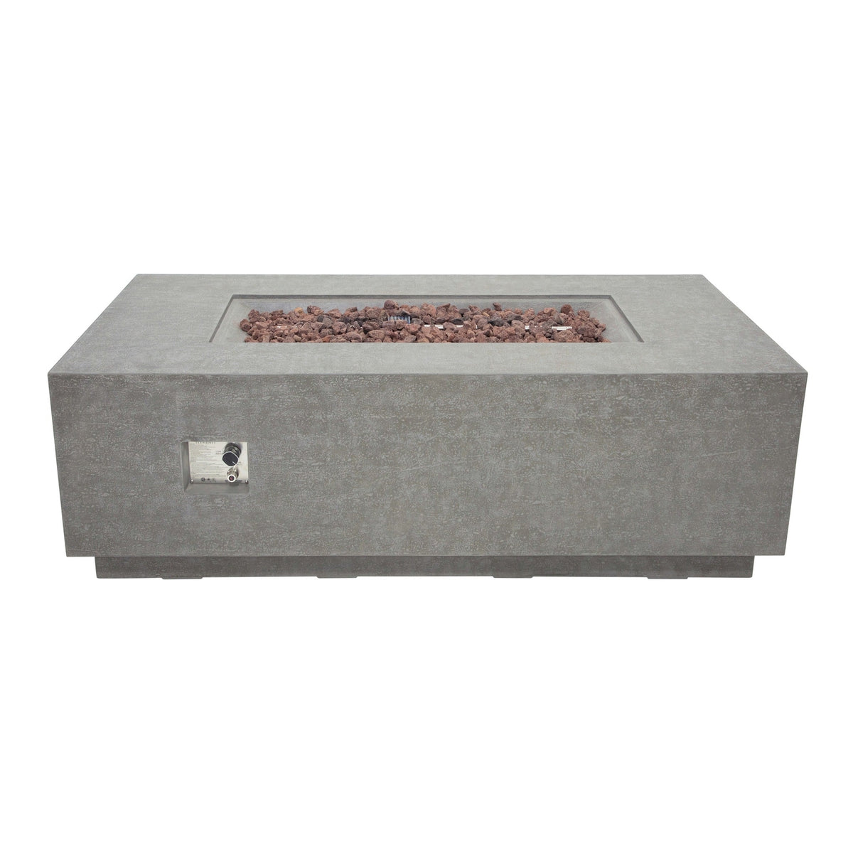 Elementi Andes Fire Table Light Gray - Studio Profile View Unlit with Access Door Closed