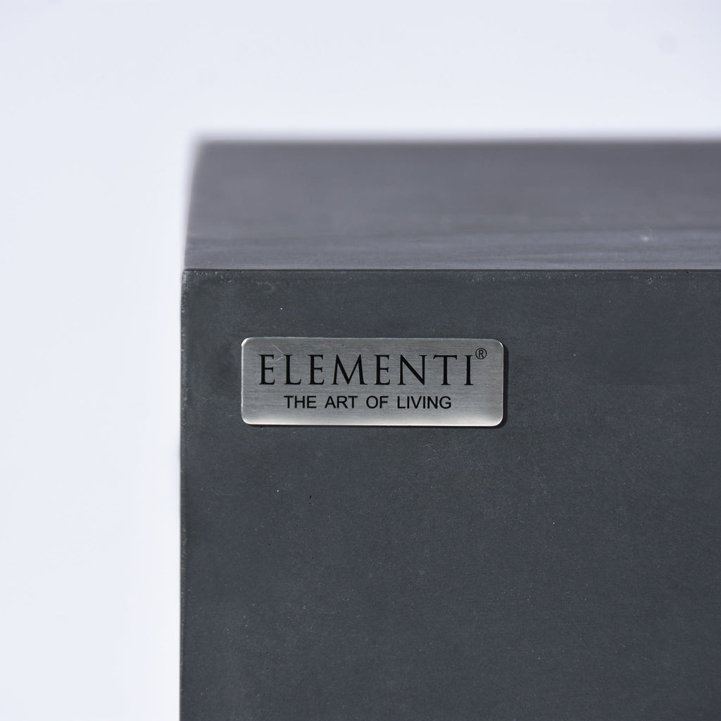 Elementi Granville Fire Table Dark Gray - Premium Cast Metal Elementi Brand Emblem Close-Up