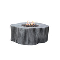 Elementi Manchester Round Faux Wood Tree Trunk Fire Table - Classic Gray - Active Flame Studio Hero View
