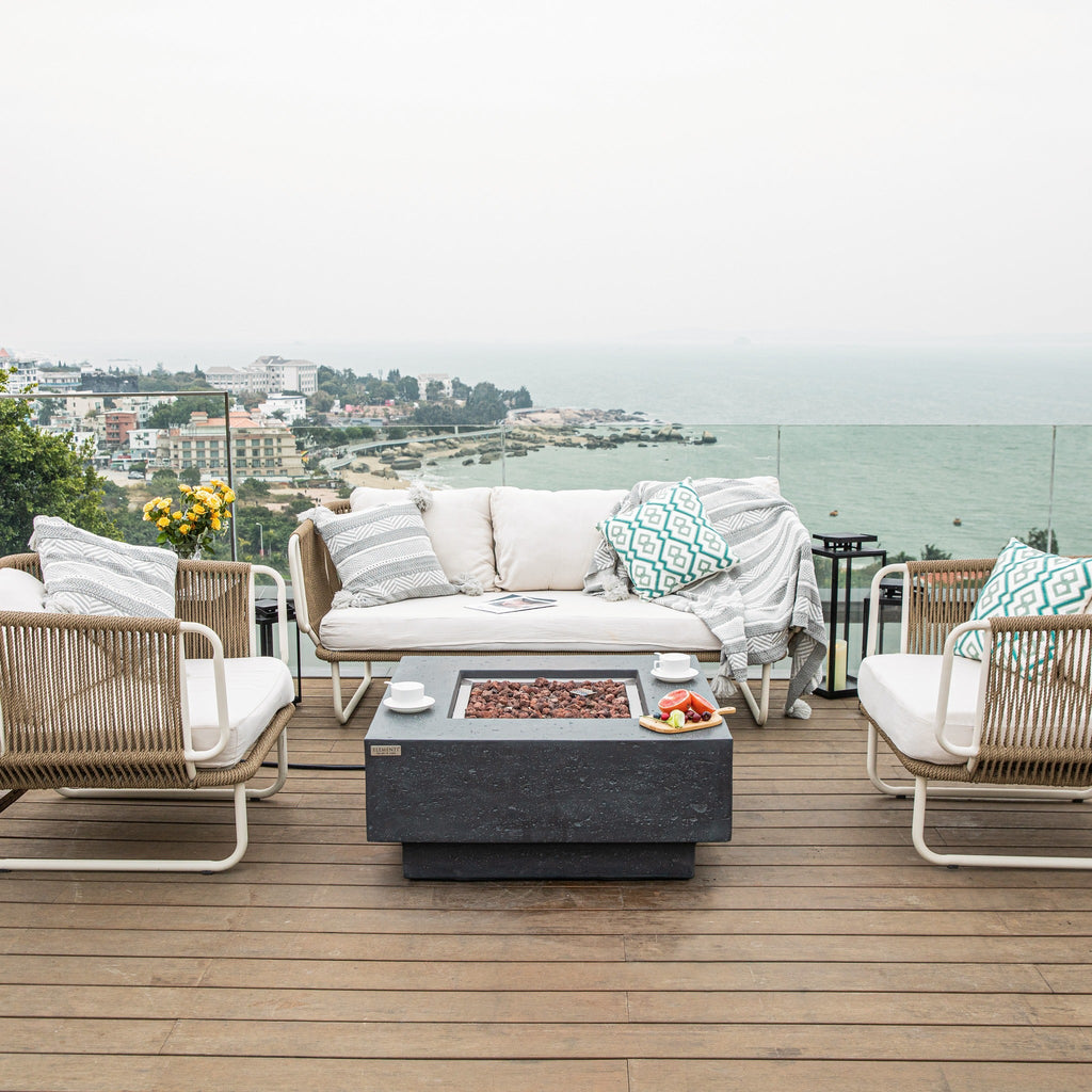 Elementi Manhattan Fire Table - Dark Gray - Outdoor Ocean View Terrace Lifestyle
